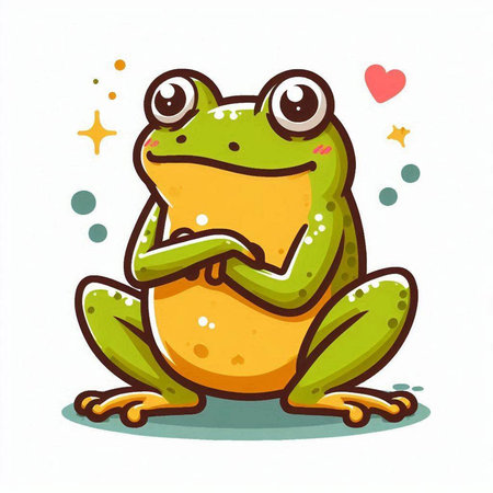 Frog cartoon character. Vector illustration isolated on a white background.のイラスト素材