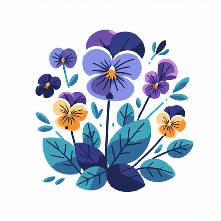 Violet pansy isolated on white background. Hand drawn vector illustration.のイラスト素材