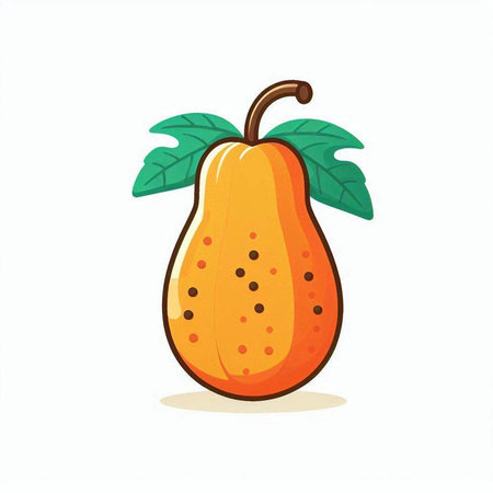 Papaya fruit isolated on a white background. Vector illustration.のイラスト素材