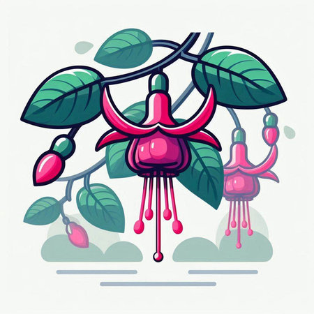 Fuchsia flower. Vector illustration of a fuchsia.のイラスト素材