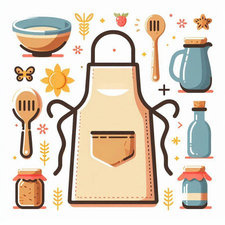 Kitchen tools and utensils. Vector illustration in flat styleのイラスト素材