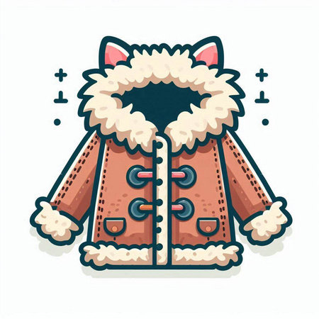 Winter coat with fur. Vector illustration isolated on a white background.のイラスト素材