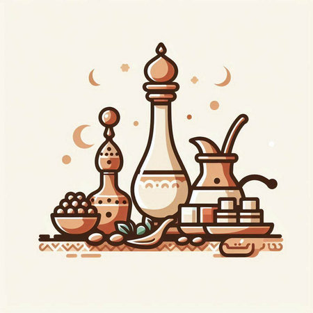 Vector illustration of Ramadan Kareem greeting card, poster, banner.のイラスト素材
