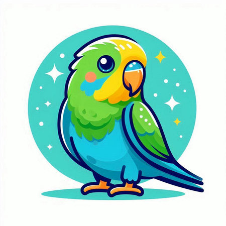 Cute cartoon parrot. Vector illustration isolated on white background.のイラスト素材