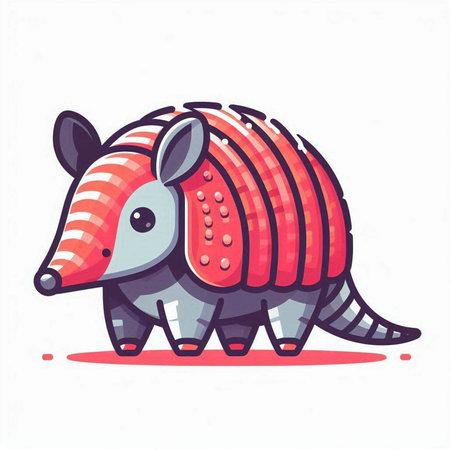 Cute cartoon armadillo. Vector illustration on white background.のイラスト素材