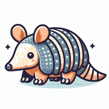 Cute cartoon armadillo. Vector illustration of an animal.のイラスト素材