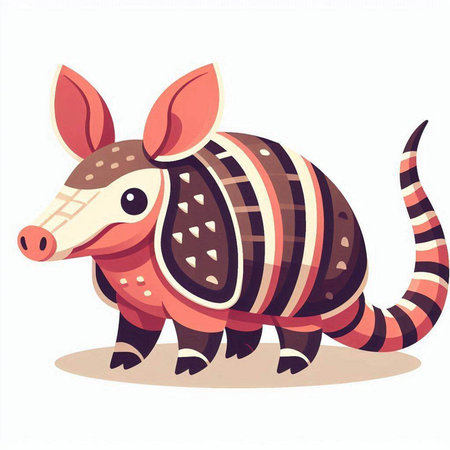 Cute cartoon armadillo. Vector illustration isolated on white background.のイラスト素材