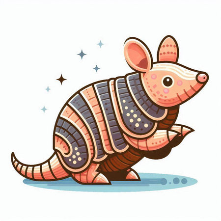 Cute cartoon armadillo. Vector illustration isolated on white background.のイラスト素材