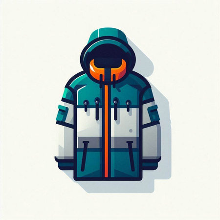 Winter jacket icon, vector illustration. Flat design style with long shadow.のイラスト素材