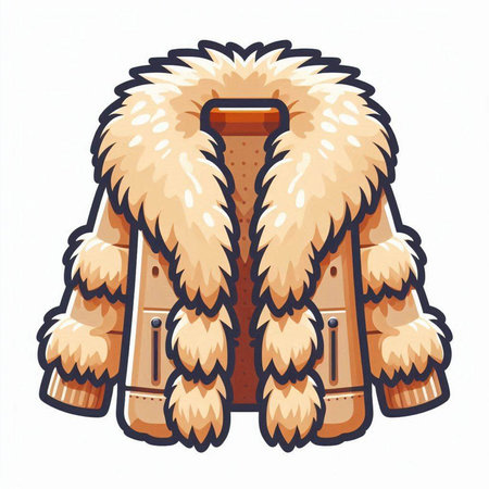 Illustration of a fur coat, isolated on a white background.のイラスト素材