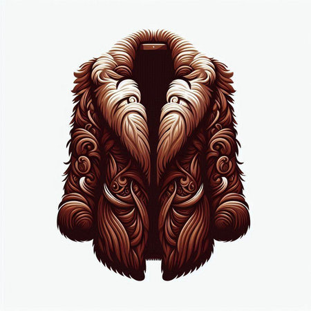 Vector image of a brown fur coat with a pattern on a white backgroundのイラスト素材