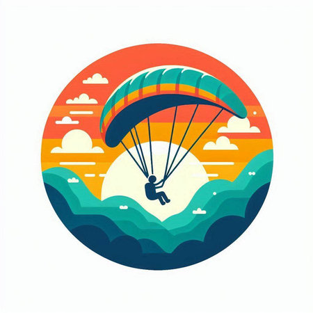 Paraglider on the background of the sea. Vector illustrationのイラスト素材