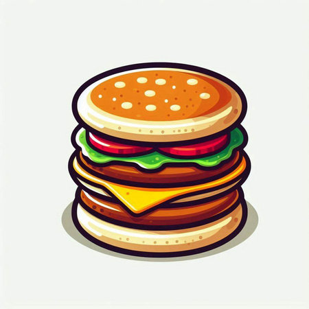Illustration of a hamburger on a white background, vector illustrationのイラスト素材