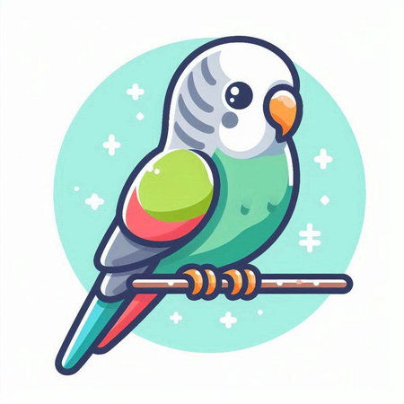 Colorful parrot isolated on white background. Flat style vector illustration.のイラスト素材