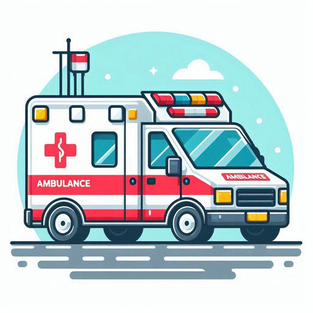 Ambulance car vector illustration. Ambulance in flat style.のイラスト素材