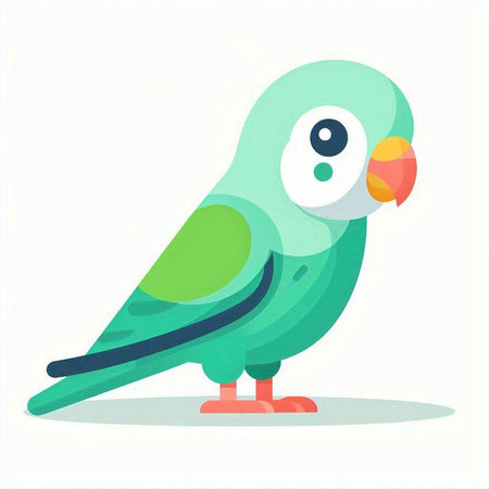Green parrot on white background. Vector illustration in flat style.のイラスト素材