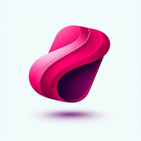 Vector abstract 3d rounded square icon in pink and blue colors.のイラスト素材