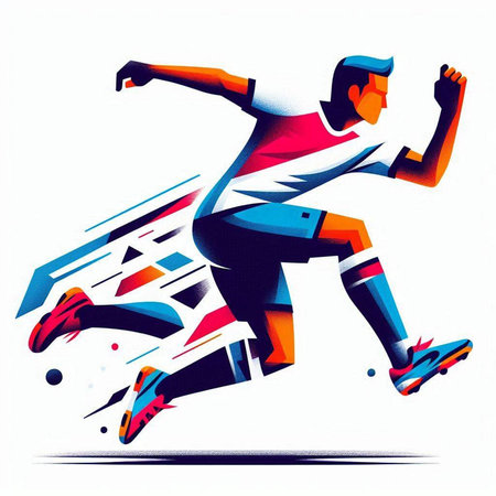 Running man. Colorful abstract vector illustration. Sport and healthy lifestyle.のイラスト素材
