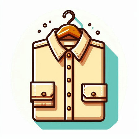 Men's shirt on hanger. Vector illustration in flat style.のイラスト素材