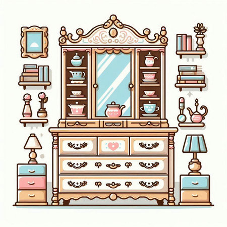 Furniture in the interior of the house. Vector illustration.のイラスト素材