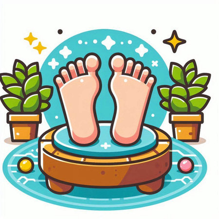 Illustration of a Foot Massage in a Bathroom - Vectorのイラスト素材