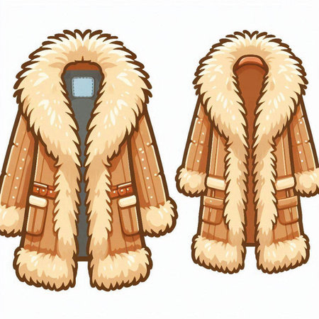 Vector illustration of a fur coat on a white background. Vector illustration.のイラスト素材