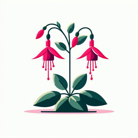 Fuchsia flower. Vector illustration isolated on white background. Flat style.のイラスト素材