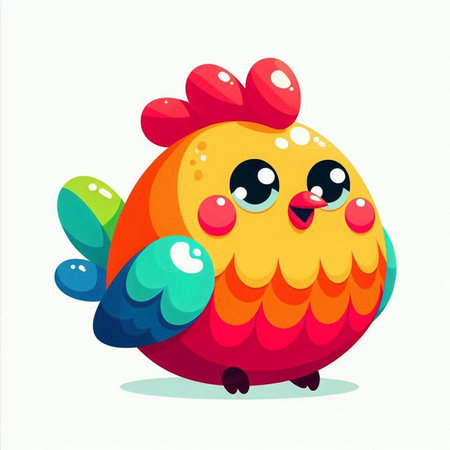 Cute cartoon rooster isolated on white background. Vector illustration.のイラスト素材