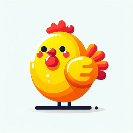 Cute cartoon chicken character. Vector illustration isolated on white background.のイラスト素材