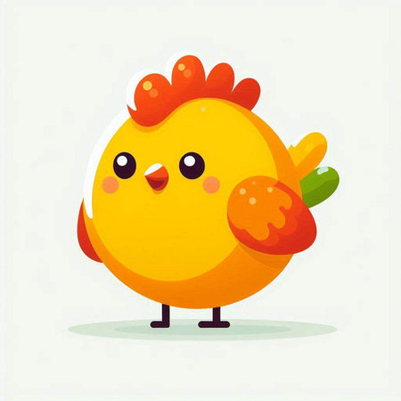 Cute cartoon chicken. Vector illustration. Isolated on white background.のイラスト素材