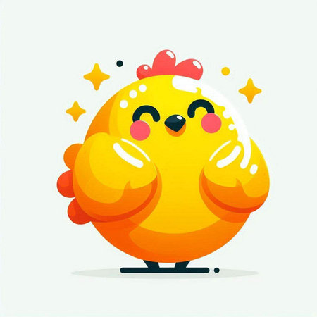 Cute yellow chicken with emotions. Vector illustration in cartoon style.のイラスト素材