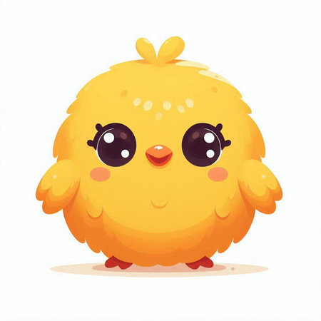 Cute yellow chicken isolated on white background. Cartoon vector illustration.のイラスト素材