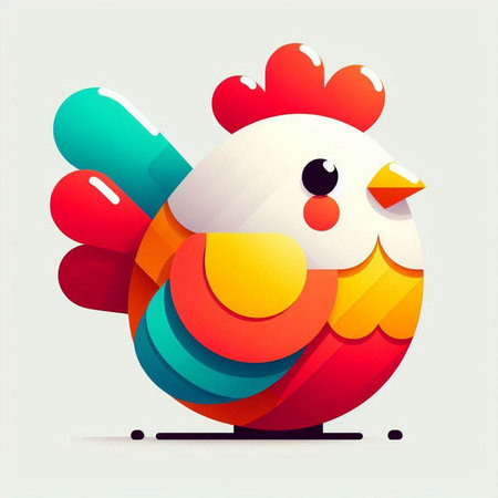 Colorful rooster isolated on a white background. Vector illustration.のイラスト素材