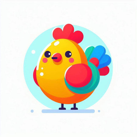 Cute cartoon chicken character. Vector illustration in a flat style.のイラスト素材