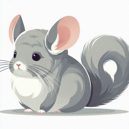 gray chinchilla on a white background, vector illustration, epsのイラスト素材
