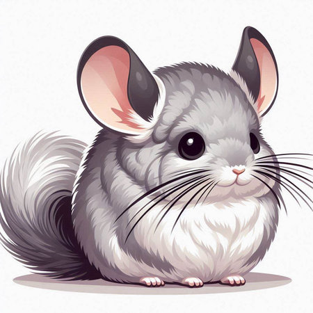 Gray chinchilla. Cute cartoon animal. Vector illustration.のイラスト素材