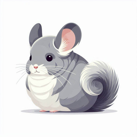 Gray chinchilla isolated on a white background. Vector illustration.のイラスト素材