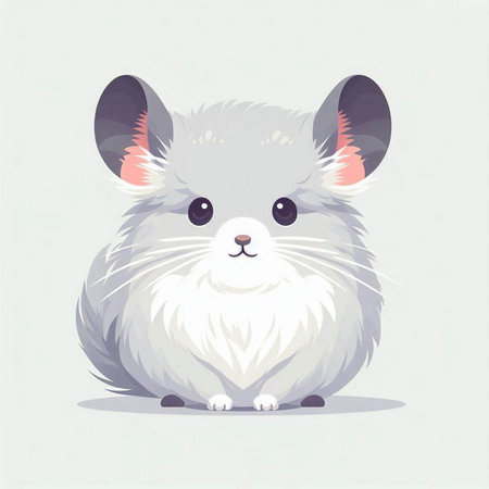 Cute cartoon chinchilla. Vector illustration on white background.のイラスト素材