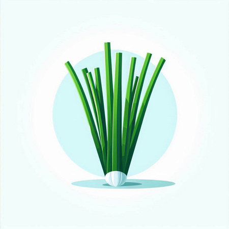 vector illustration of green onion on a light background in a flat styleのイラスト素材