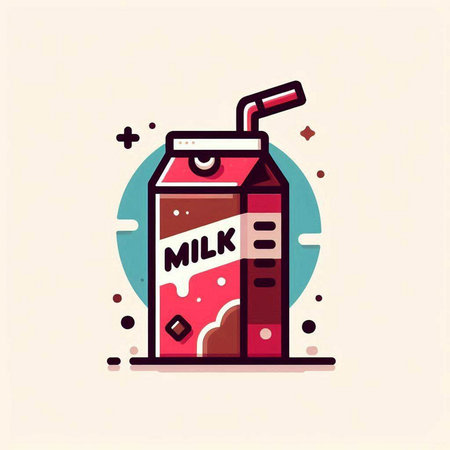 Milk carton box icon, flat design, vector illustration.のイラスト素材