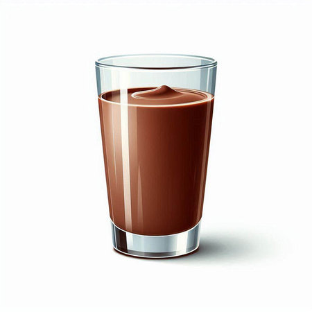 Chocolate milk in a glass isolated on white background. Vector illustration.のイラスト素材