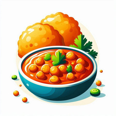 Illustration of a bowl of sweet potato croquettes with tomato sauceのイラスト素材