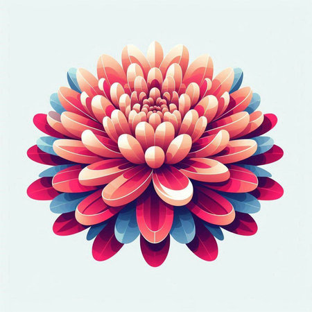 vector illustration of pink and blue chrysanthemum on blue backgroundのイラスト素材