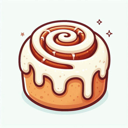 Cinnamon roll vector illustration. Cute hand drawn sweet pastry.のイラスト素材