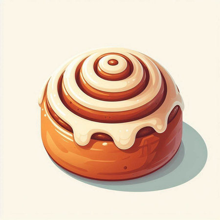 Cinnamon roll. Vector illustration of a cinnamon roll with cream.のイラスト素材