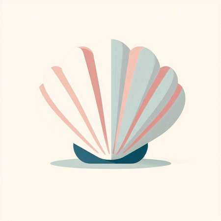 Vector illustration of a seashell in pastel colors on a light backgroundのイラスト素材