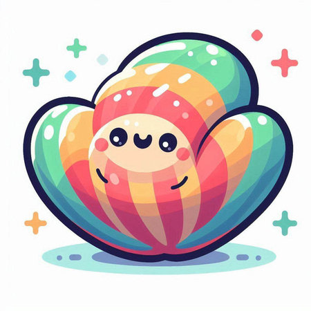 Cute rainbow seashell. Vector illustration in flat cartoon style.のイラスト素材