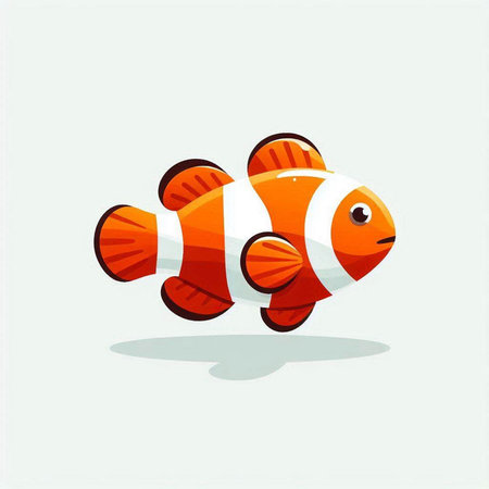 Clown fish cartoon vector illustration on white background. Aquarium fish.のイラスト素材