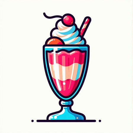 Milkshake icon in a glass. Vector illustration in flat style.のイラスト素材
