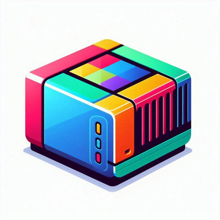 Vector illustration of a multi-colored toaster on a white backgroundのイラスト素材